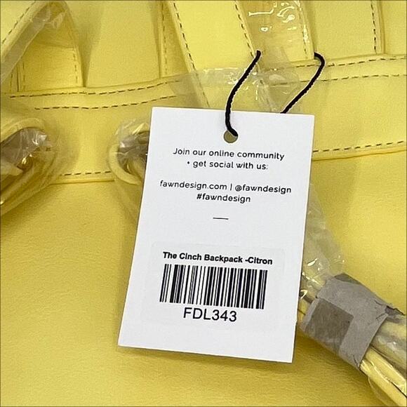 Fawn Design Faux Leather The Cinch Backpack with Dust bag in Citro - Picture 8 of 8